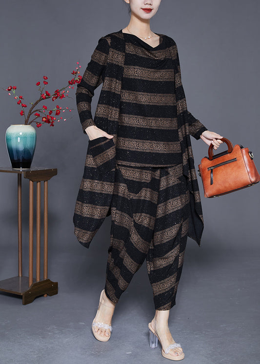 Fashion Oversized Striped Silk Three Piece Suit Set Spring LY3656