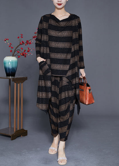 Fashion Oversized Striped Silk Three Piece Suit Set Spring LY3656 - fabuloryshop