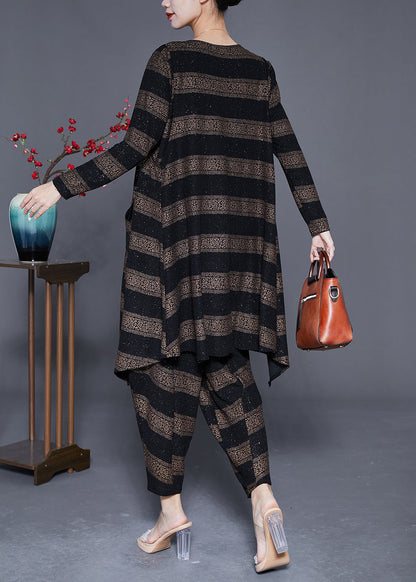 Fashion Oversized Striped Silk Three Piece Suit Set Spring LY3656 - fabuloryshop