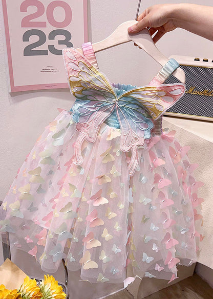 Fashion Rainbow Butterfly Nail Bead Tulle Baby Girls Dresses Summer LY5451 - fabuloryshop