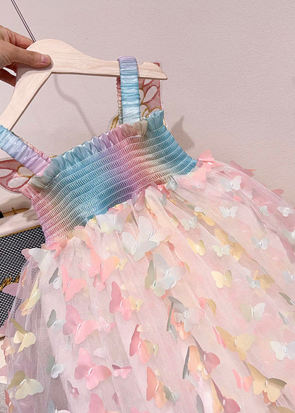 Fashion Rainbow Butterfly Nail Bead Tulle Baby Girls Dresses Summer LY5451 - fabuloryshop