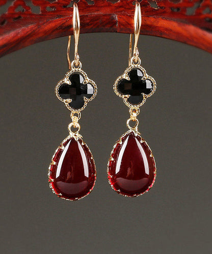 Fashion Red Coloured Glaze Clover Drip Drop Earrings LY2037 - fabuloryshop