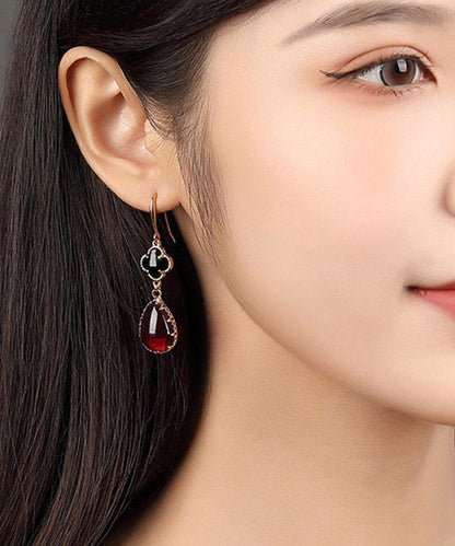 Fashion Red Coloured Glaze Clover Drip Drop Earrings LY2037 - fabuloryshop