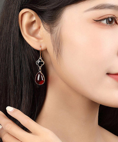 Fashion Red Coloured Glaze Clover Drip Drop Earrings LY2037 - fabuloryshop