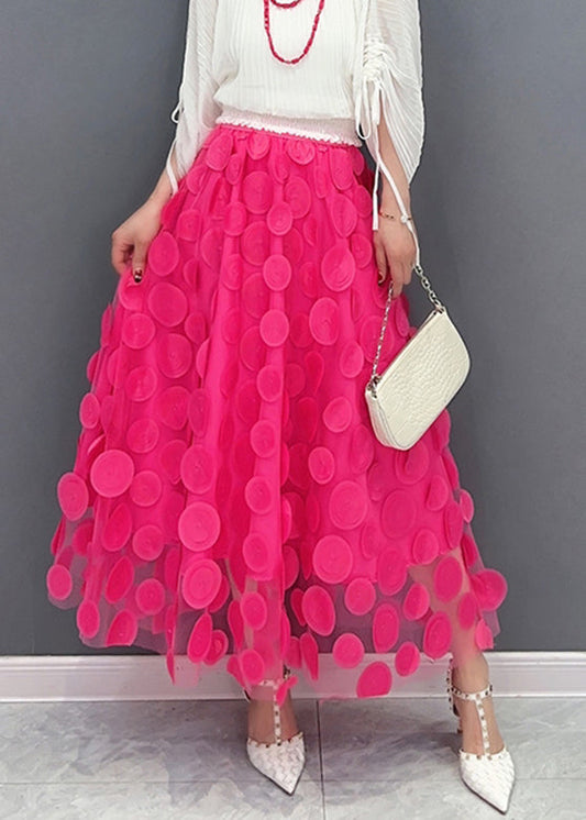 Fashion Red Elastic Waist Tulle A Line Skirt Spring LC0299 - fabuloryshop