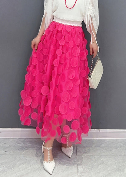 Fashion Red Elastic Waist Tulle A Line Skirt Spring LC0299 - fabuloryshop