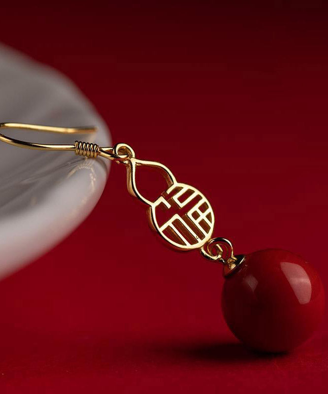 Fashion Red Sterling Silver Agate Gourd Drop Earrings LY2024 - fabuloryshop