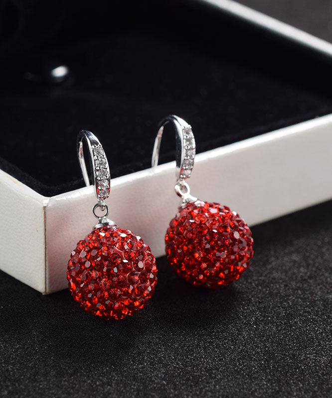 Fashion Red Sterling Silver Zircon Drop Earrings Ada Fashion