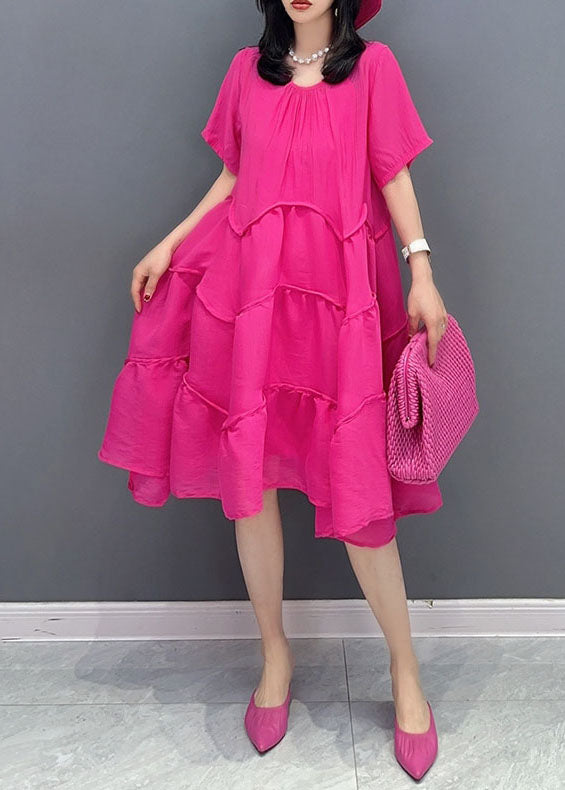 Fashion Rose O-Neck Wrinkled Patchwork Cotton Two Pieces Set Dresses Summer LC0327 - fabuloryshop