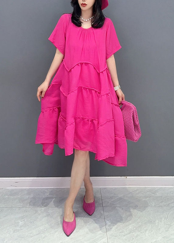 Fashion Rose O-Neck Wrinkled Patchwork Cotton Two Pieces Set Dresses Summer LC0327 - fabuloryshop