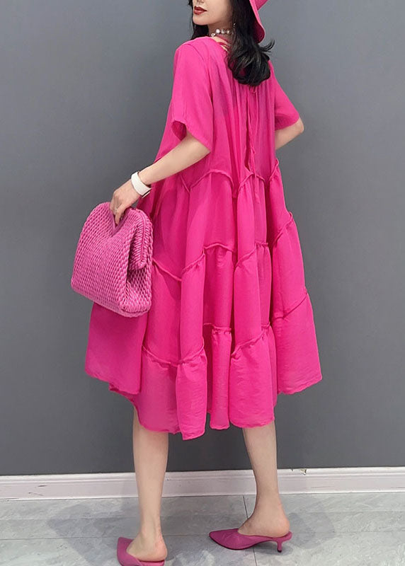 Fashion Rose O-Neck Wrinkled Patchwork Cotton Two Pieces Set Dresses Summer LC0327 - fabuloryshop