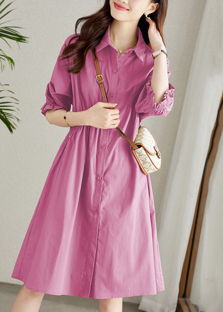 Fashion Rose Peter Pan Collar Ruffled Patchwork Cotton Shirts Dress Summer TQ1023 - fabuloryshop