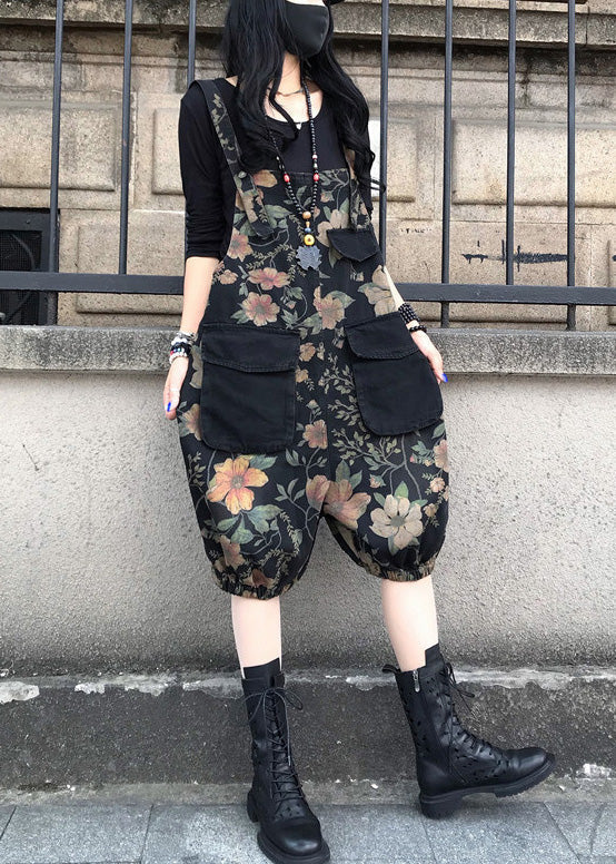 Fashion Slash Neck Print Patchwork Button Denim Jumpsuit Spring LY1279 - fabuloryshop