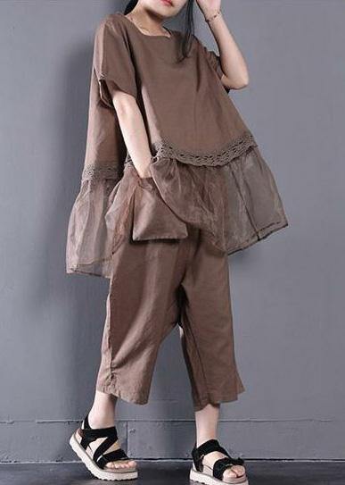 Khaki Summer Outfit Two Pieces Set