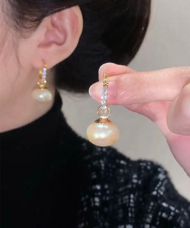 Fashion White Copper Overgild Pearl Hoop Earrings LY2296 - fabuloryshop