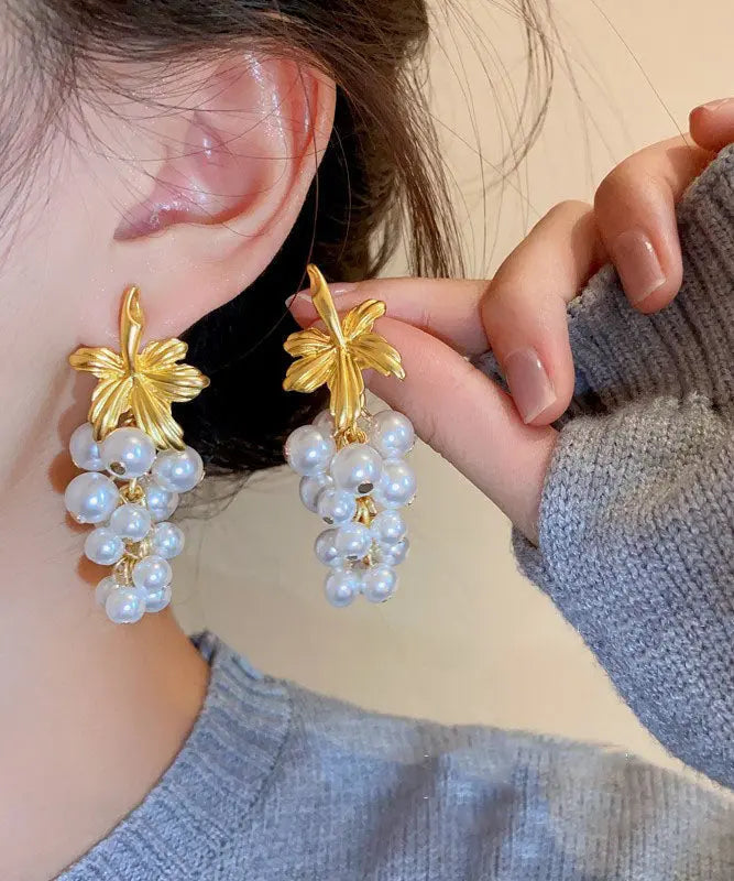 Fashion White Overgild Pearl Tassel Drop Earrings Ada Fashion