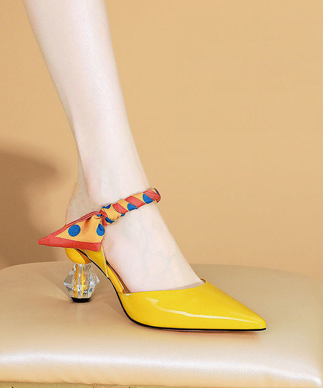 Fashion Yellow Pointed Toe Soft High Heel Slippers LC0187 - fabuloryshop