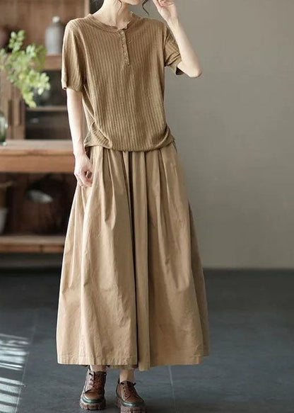 Fine Army Green Pockets Wrinkled Patchwork Linen Pants Skirt Summer LY0601 - fabuloryshop