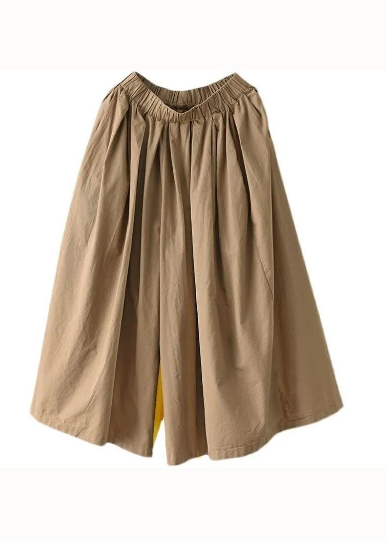 Fine Army Green Pockets Wrinkled Patchwork Linen Pants Skirt Summer LY0601 - fabuloryshop