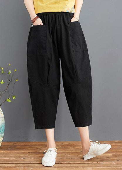 Black Elastic Waist jeans Pants - fabuloryshop