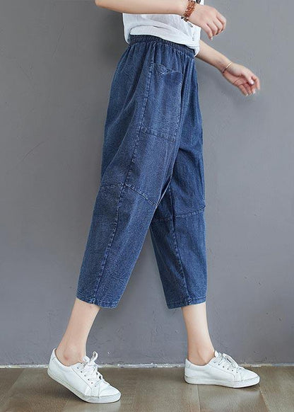 Black Elastic Waist jeans Pants - fabuloryshop