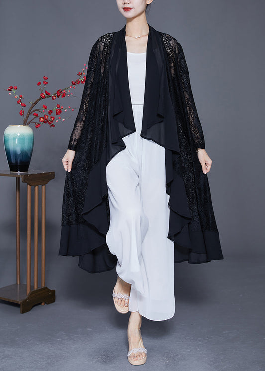 Fine Black Ruffles Patchwork Hollow Out Lace Cardigans Summer LY4169 - fabuloryshop