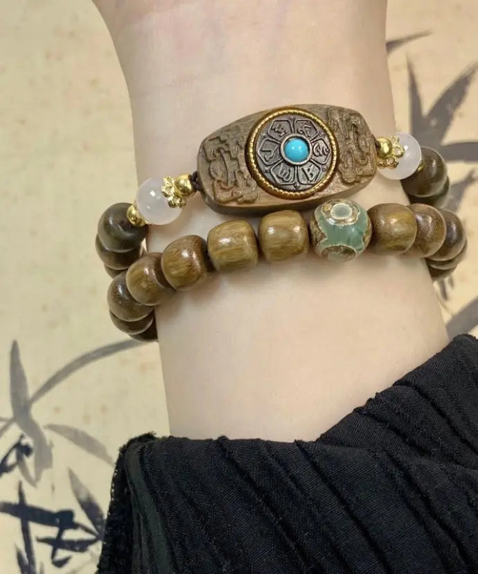 Fine Brown Turquoise Sandalwood Chain Bracelet Ada Fashion