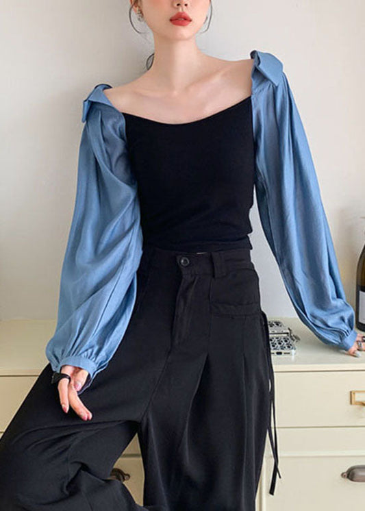 Fine Colorblock Wrinkled Patchwork Cotton Shirt Top Spring LY0789 - fabuloryshop