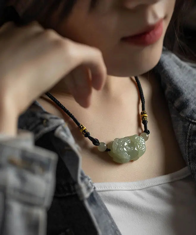 Fine Green Jade A Mythical Wild Animal Pendant Necklace Ada Fashion