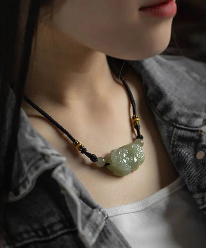 Fine Green Jade A Mythical Wild Animal Pendant Necklace Ada Fashion