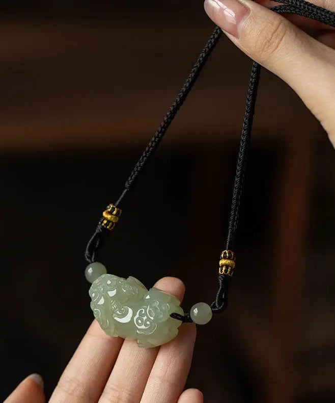 Fine Green Jade A Mythical Wild Animal Pendant Necklace Ada Fashion