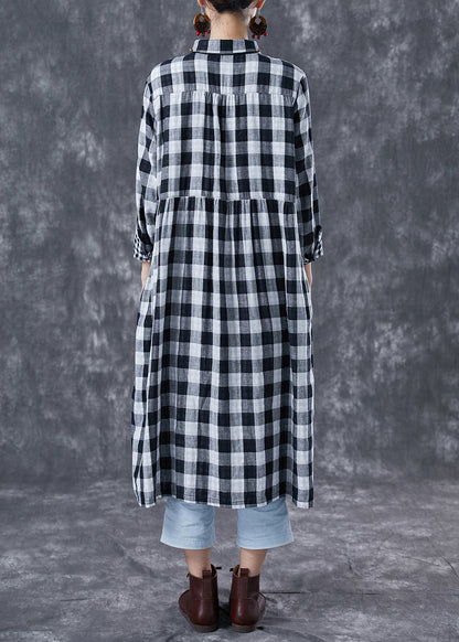 Fine Grey Oversized Plaid Cotton Maxi Dresses Spring LY4027 - fabuloryshop