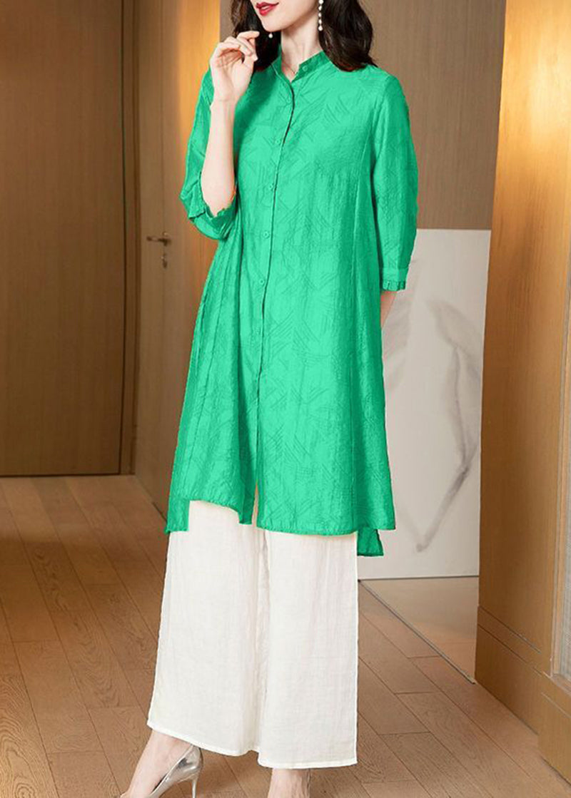 Fine Grass Green Silk Clothing Two Pieces Set Summer LY2741 - fabuloryshop