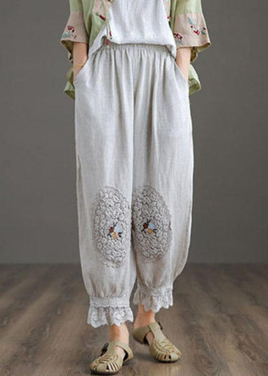 Fine Nude Patchwork Hollow Out Pants