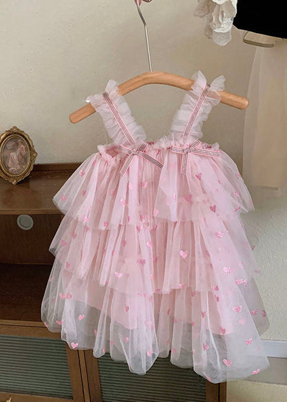 Fine Pink Ruffled Layered Patchwork Tulle Baby Girls Dresses Summer LY6422 - fabuloryshop