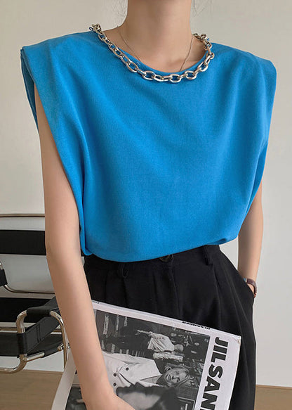 Fine White Metal Necklace Original Design Cotton Tank Sleeveless LY2617 - fabuloryshop