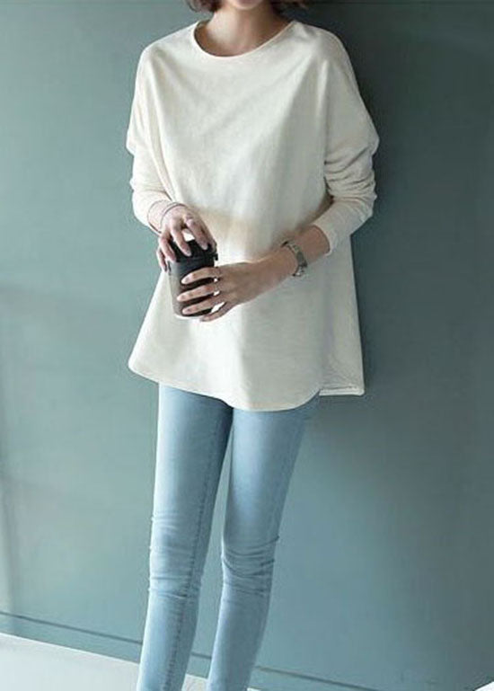 Fine White O Neck Patchwork Cotton Blouse Top Spring LY2594 - fabuloryshop