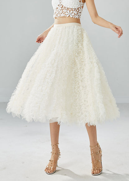 Fine White Ruffled Exra Large Hem Tulle A Line Skirt Summer LY6129 - fabuloryshop