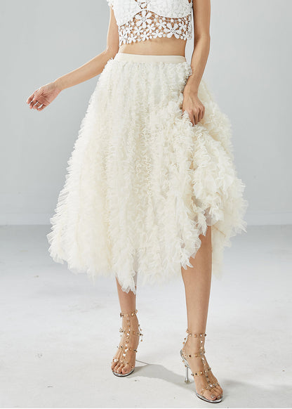 Fine White Ruffled Exra Large Hem Tulle A Line Skirt Summer LY6129 - fabuloryshop