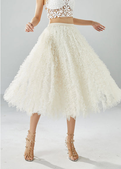 Fine White Ruffled Exra Large Hem Tulle A Line Skirt Summer LY6129 - fabuloryshop