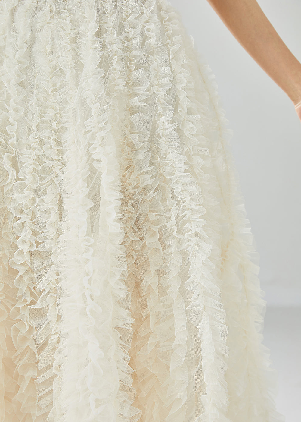 Fine White Ruffled Exra Large Hem Tulle A Line Skirt Summer LY6129 - fabuloryshop