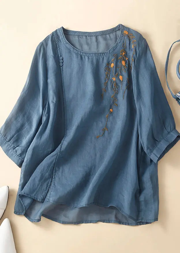 Fine Yellow Embroideried Patchwork Side Open Linen Tank Summer Ada Fashion
