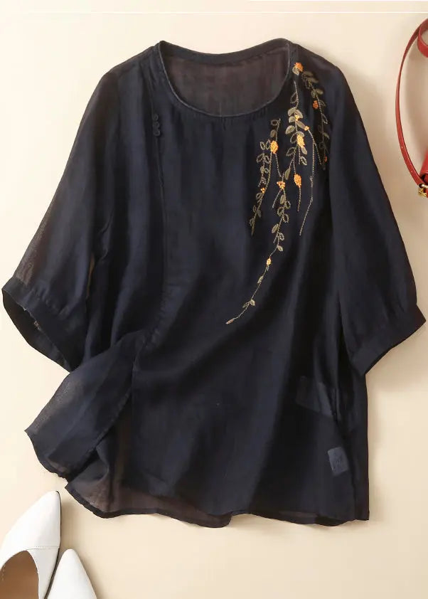 Fine Yellow Embroideried Patchwork Side Open Linen Tank Summer Ada Fashion
