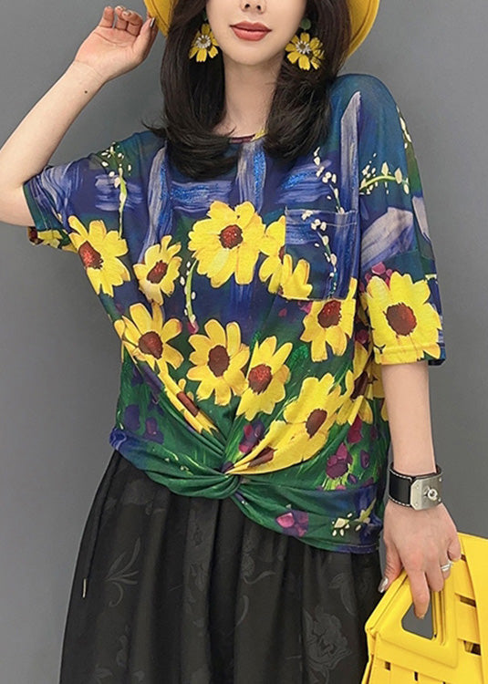 Fine Yellow O-Neck Print T Shirt Half Sleeve LY4405 - fabuloryshop