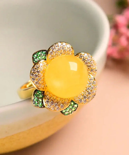 Fine Yellow Sterling Silver Beeswax Zircon Rings Ada Fashion