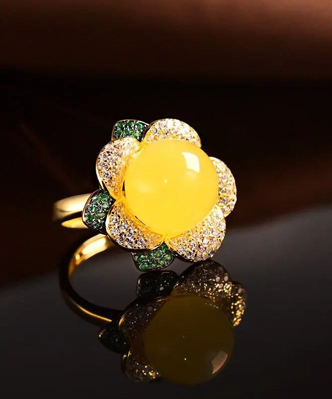 Fine Yellow Sterling Silver Beeswax Zircon Rings Ada Fashion