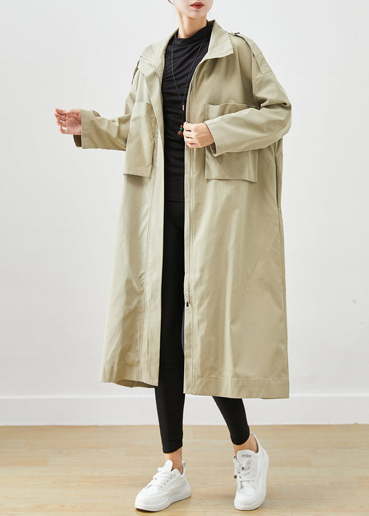 French Beige Oversized Big Pockets Cotton Coat Outwear Fall ML2451