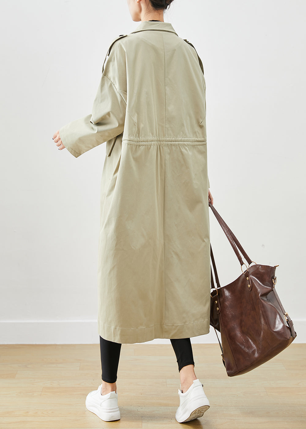 French Beige Oversized Big Pockets Cotton Coat Outwear Fall ML2451