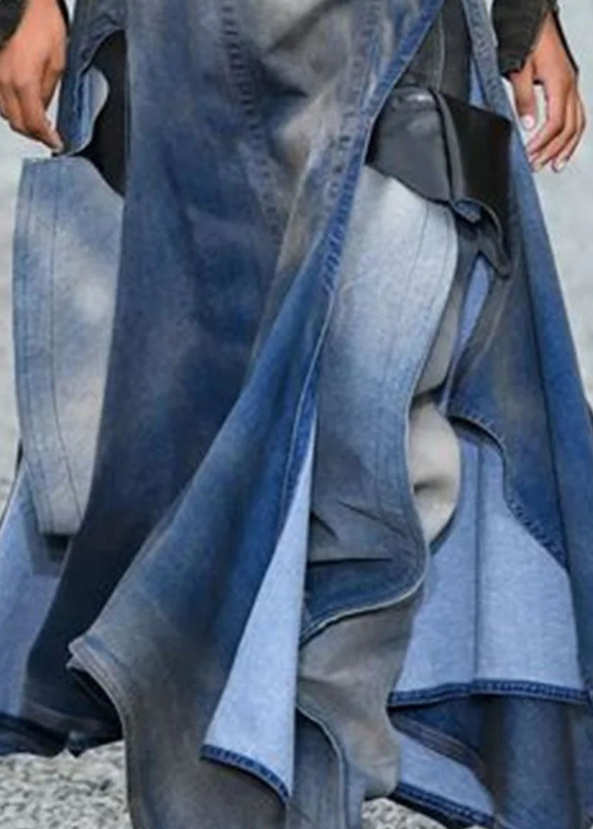 French Blue Asymmetrical Patchwork Denim Skirts Summer LY3949 - fabuloryshop