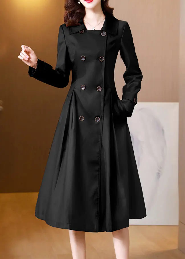 French Brick Red Peter Pan Collar Pockets Patchwork Cotton Trench Fall Ada Fashion